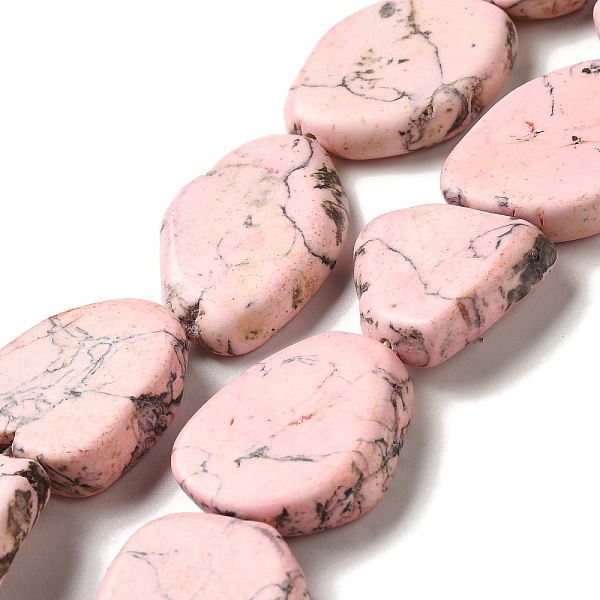 

PandaHall Synthetic Turquoise Dyed Beads Strands, Nuggets, Pink, 22~32x19~26.5x6~10mm, Hole: 1.2mm, about 15~16pcs/strand, 15.83~16.34''...