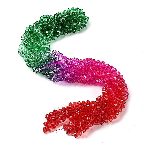 

PandaHall Transparent Painted Glass Beads Strands, Faceted, Rondelle, Colorful, 8x6.5mm, Hole: 1mm, about 63pcs/strand, 16.14''(41cm) Glass...