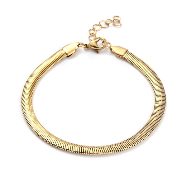 

PandaHall Ion Plating(IP) 304 Stainless Steel Flat Snake Chain Bracelets, with Lobster Claw Clasps, Golden, 8 inch(20.2cm) 304 Stainless...