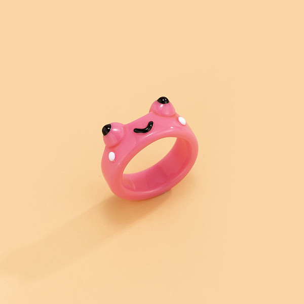 

PandaHall Frog Resin Plain Band Rings for Women Girls, Frog, 17mm Resin Frog Red