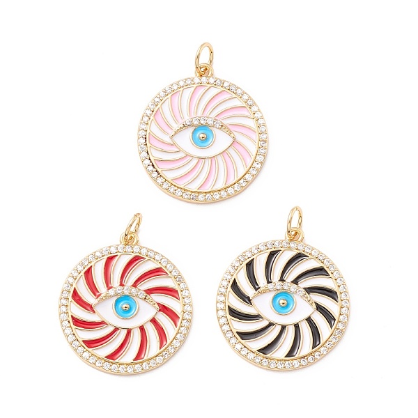 

PandaHall Rack Plating Brass Micro Pave Clear Cubic Zirconia Pendants, with Enamel , Cadmium Free & Lead Free, Real 18K Gold Plated, Flat..., Multicolor
