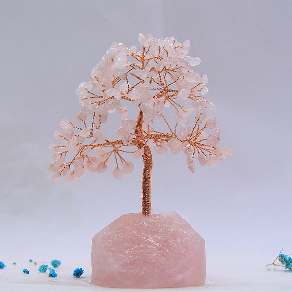 

PandaHall Natural Rose Quartz Display Decoration, with Brass Wire, for Home Desk Decorations, Tree of Life, 50~60x120~150mm Rose Quartz Tree...