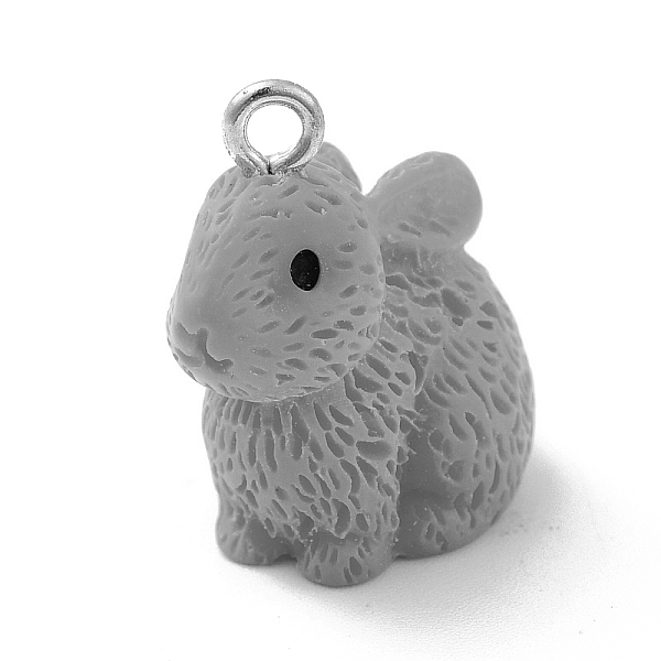 

PandaHall Opaque Resin Pendants, 3D, Rabbit Charm, with Platinum Tone Iron Loops, Dark Gray, 21x12.5x22mm, Hole: 2mm Iron+Resin Rabbit