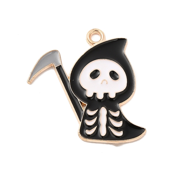 

PandaHall Halloween Theme Alloy Enamel Pendants, Light Gold, Ghost Pattern, 25.5x26x1mm, Hole: 1.8mm Alloy+Enamel Ghost Black