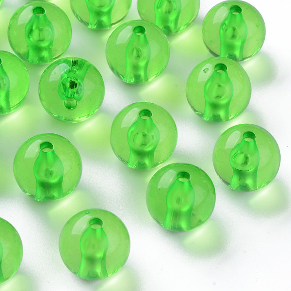 

PandaHall Transparent Acrylic Beads, Round, Lawn Green, 16x15mm, Hole: 2.8mm, about 220pcs/500g Acrylic Round