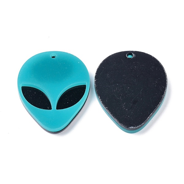 

PandaHall Opaque Acrylic Pendants, Alien Face, Sky Blue, 35.5x29.5x4mm, Hole: 1.8mm Acrylic Teardrop