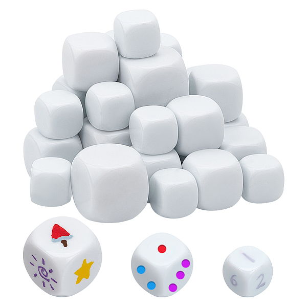 

PandaHall CHGCRAFT 3 Style Acrylic Blank Dice, Cube, for Board Games, Craft, Fun, Teaching, White, 16~25x16~25x16~25mm, 30pcs/bag Acrylic...