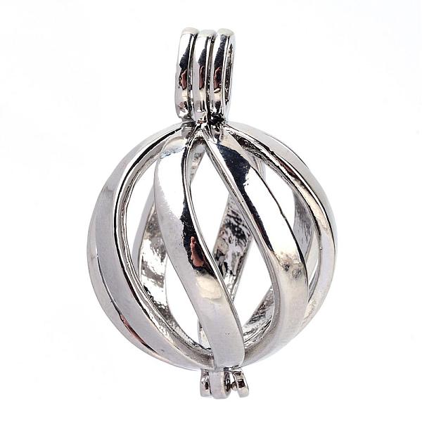 

PandaHall Rack Plating Brass Cage Pendants, For Chime Ball Pendant Necklaces Making, Hollow Round, Platinum, 34x22.5x22.5mm, Hole: 3x6mm...