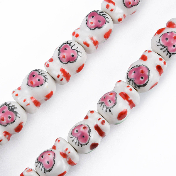 

PandaHall Handmade Porcelain Bead Strands, Famille Rose Style, Monkey, Red, 17x13x13mm, Hole: 2mm, about 18pcs/strand, 11.89 inch(30.2cm)...