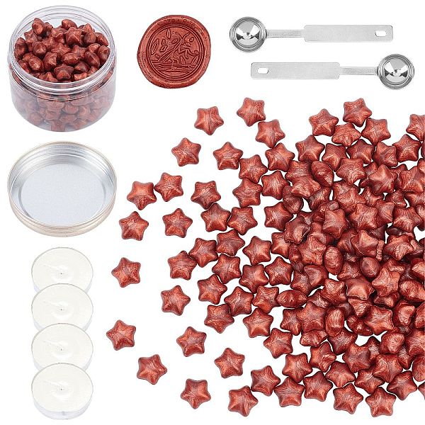 

PandaHall Sealing Wax Particles Kits for Retro Seal Stamp, with Stainless Steel Spoon, Candle, Plastic Empty Containers, Sienna, 9mm, 200pcs..., Brown