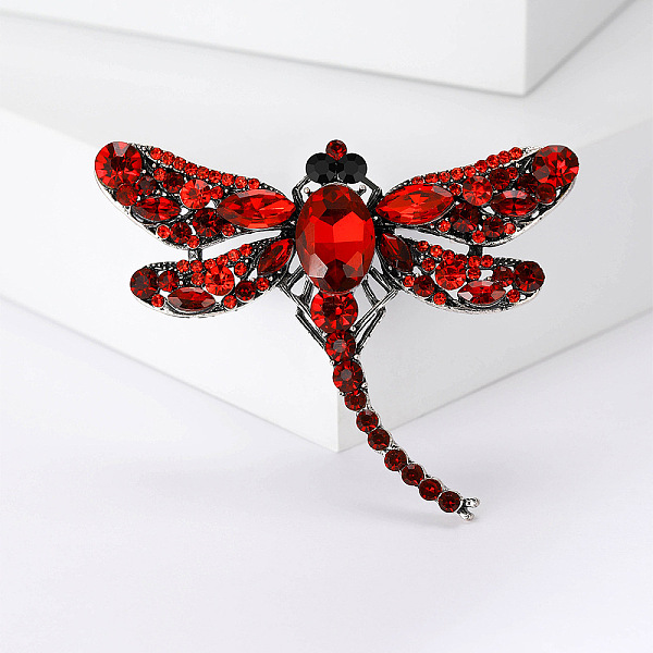 

PandaHall Alloy Brooches, Rhinestone Pin, Jewely for Women, Dragonfly, Red, 50x62mm Alloy+Rhinestone Dragonfly Red