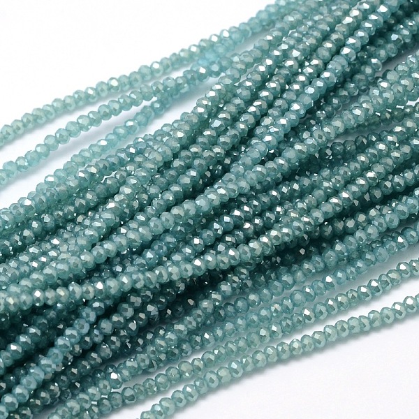 

PandaHall Faceted Rondelle Full Rainbow Plated Electroplate Glass Beads Strands, Pale Turquoise, 2.8~3x2mm, Hole: 0.8mm, about 200pcs/strand..., Cyan