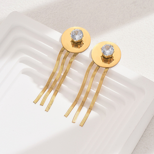 Fashionable Vintage Tassel 201 Stainless Steel Stud Earrings