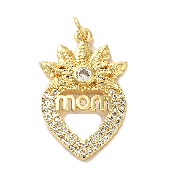 

PandaHall Mother's Day Brass Micro Pave Clear Cubic Zirconia Pendants, Heart, Real 16K Gold Plated, 28x17.5x3.5mm, Hole: 3mm Brass+Cubic...