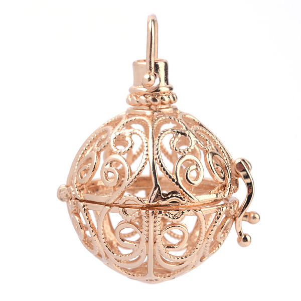 

PandaHall Rack Plating Brass Cage Pendants, For Chime Ball Pendant Necklaces Making, Hollow Round, Light Gold, 33x30x25mm, Hole: 5mm, inner...