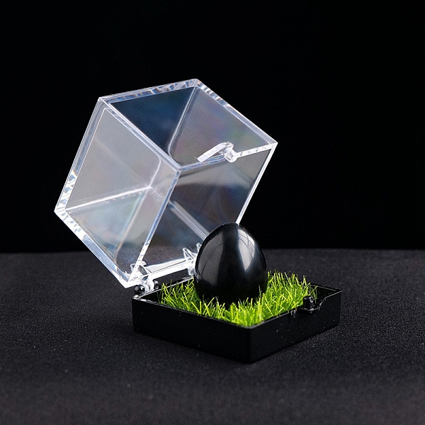

PandaHall Natural Obsidian Healing Egg Mineral Specimen Box, Reiki Raw Stone for Energy Balancing Meditation Therapy, 20x17mm Obsidian Egg