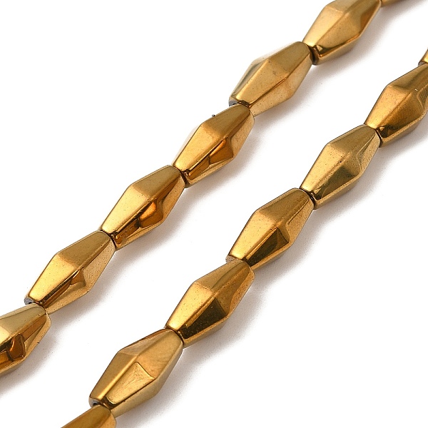 

PandaHall Electroplate Synthetic Magnetic Hematite Beads Strands, Faceted, Rhombus, Golden Plated, 12~12.5x5.5~6mm, Hole: 1.2mm, about...