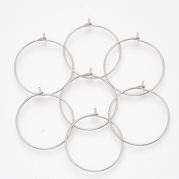 

PandaHall 304 Stainless Steel Hoop Earring Findings, Wine Glass Charm Findings, Ring, Stainless Steel Color, 22 Gauge, 24~25x0.6mm, pin...