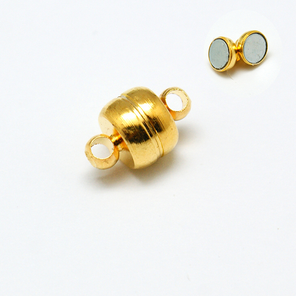 

PandaHall Alloy Magnetic Clasps with Loops, Rondelle, Golden, 12x7mm, Hole: 1.8mm Alloy Rondelle