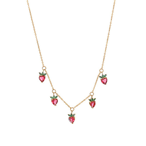 

PandaHall Stainless Steel Bib Necklaces, Strawberry, Golden, 17.72 inch(45cm) Stainless Steel Strawberry