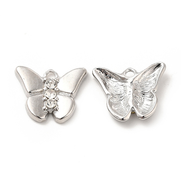 

PandaHall Rack Plating Alloy Rhinestone Charms, Cadmium Free & Lead Free, Butterfly, Platinum, 14.5x17.5x3mm, Hole: 1.8mm Alloy+Rhinestone..., Clear