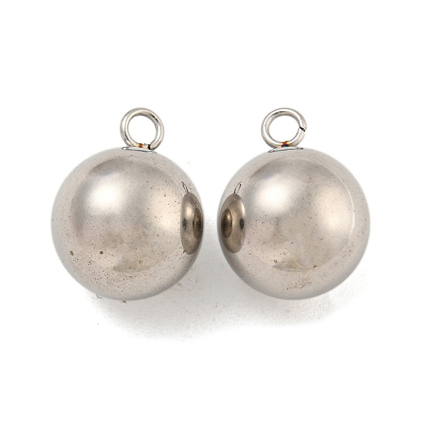 

PandaHall 201 Stainless Steel Charms, Round Charm, Stainless Steel Color, 13x10x10mm, Hole: 1.8mm 201 Stainless Steel Round