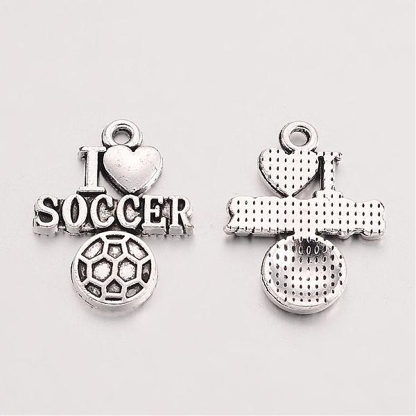 

PandaHall Tibetan Style Zinc Alloy Pendants, Sports Charms, FootBall/Soccer Ball with Word, Lead Free & Cadmium Free, Antique Silver...