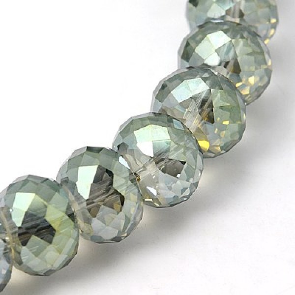 

PandaHall Electorplated Glass Beads, Rainbow Plated, Faceted, Rondelle, Dark Sea Green, 16x10mm Glass Rondelle Green