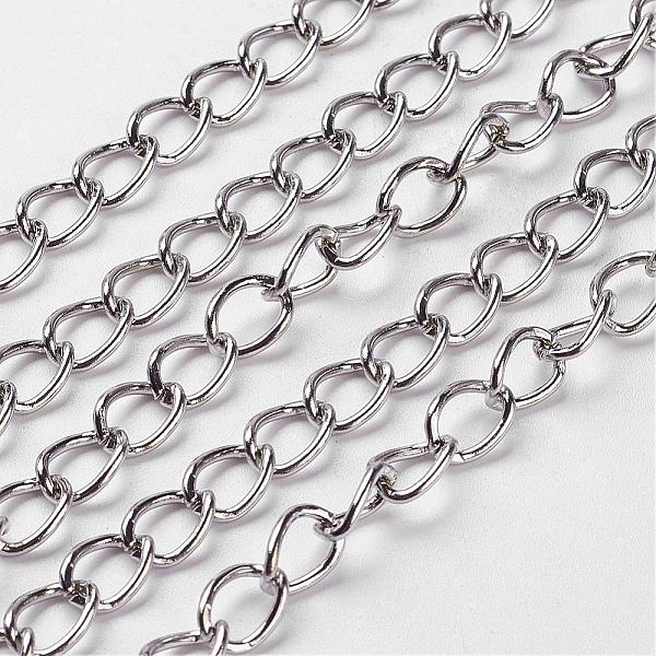 

PandaHall Iron Chains, Unwelded, Twisted Chains, Unwelded, Oval, with Spool, Lead Free & Nickel Free, Platinum, 8x6x1mm Iron