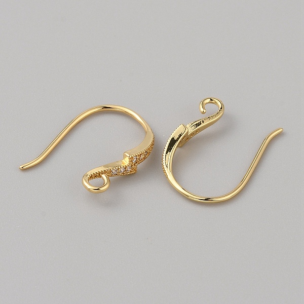 

PandaHall Brass Micro Pave Clear Cubic Zirconia Earring Hooks, with Horizontal Loops, Lightning Bolt, Real 18K Gold Plated, 15.5~20x3.5mm...