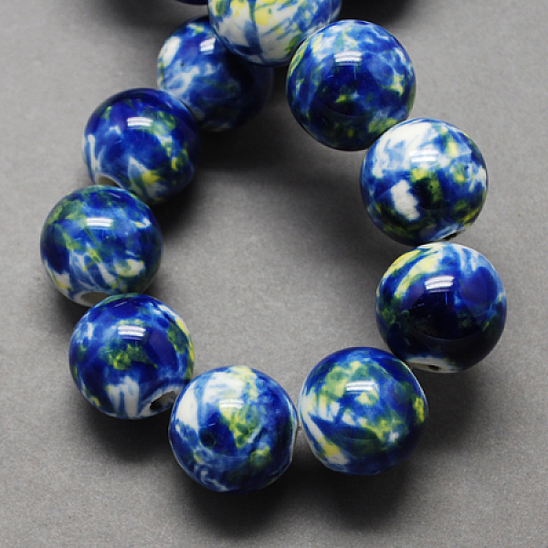 

PandaHall Handmade Porcelain Beads, Round, Blue, 8mm, Hole: 2mm Porcelain Round Blue