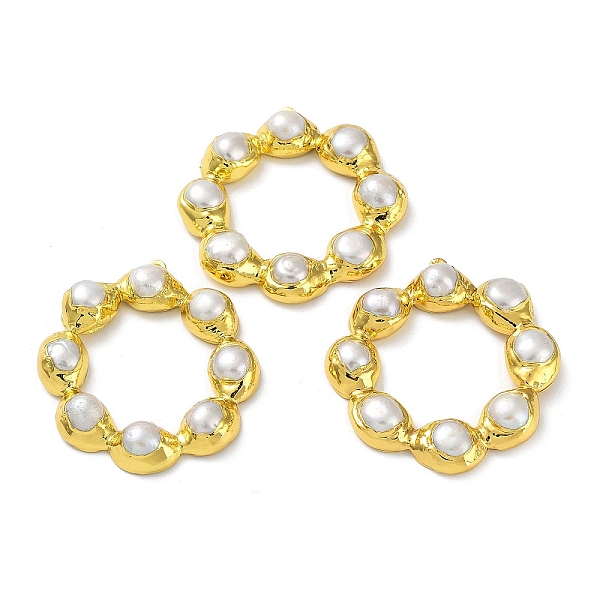 

PandaHall Natural Pearl Big Pendants, Round Ring Charms with Rack Plating Brass Findings, Long-Lasting Plated, Golden, 48~52x46~49x7.5~8mm...