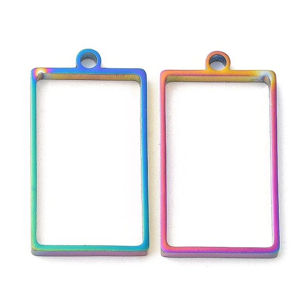 

PandaHall 304 Stainless Steel Open Back Bezel Rectangle Pendants, For DIY UV Resin, Epoxy Resin, Pressed Flower Jewelry, Rainbow Color...