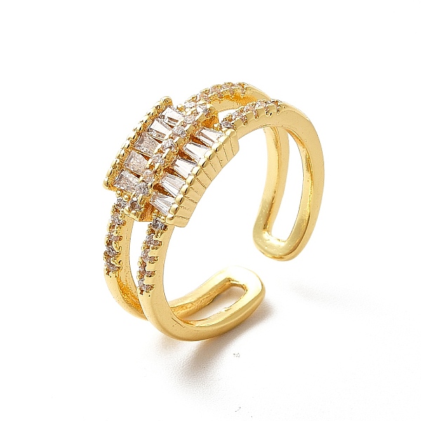 

PandaHall Clear Cubic Zirconia Rectangle Open Cuff Ring, Brass Jewelry for Women, Real 18K Gold Plated, US Size 6 3/4(17.1mm) Brass+Cubic...
