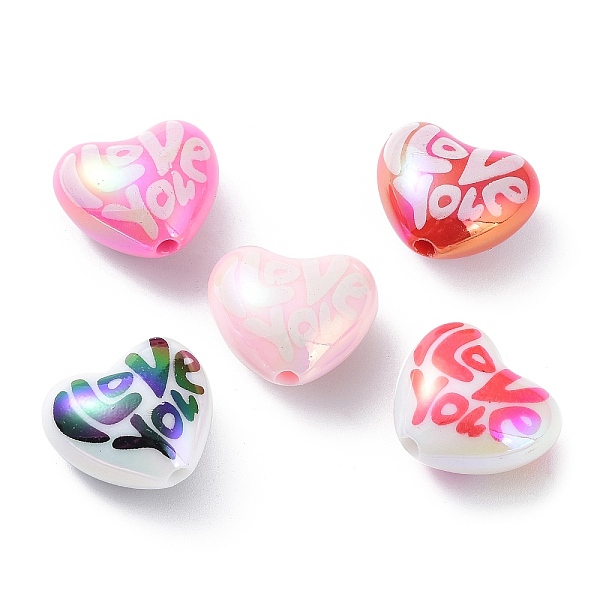 

PandaHall UV Plating Opeque Acrylic Beads, Iridescent, Heart, Mixed Color, 19.5x22x13mm, Hole: 2.5mm Acrylic Heart Multicolor