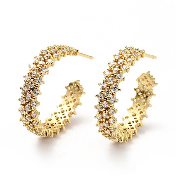 

PandaHall Cubic Zirconia C-Shaped Stud Earrings, Brass Half Hoop Earrings for Women, Cadmium Free & Lead Free, Golden, 21.5x6mm, Pin: 0.7mm...