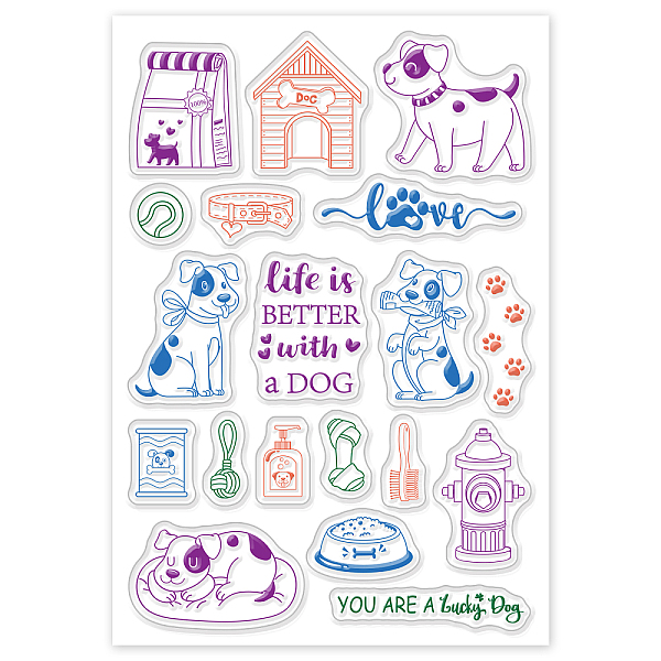 

PandaHall PVC Plastic Stamps, for DIY Scrapbooking, Photo Album Decorative, Cards Making, Stamp Sheets, Dog Pattern, 16x11x0.3cm Plastic Dog