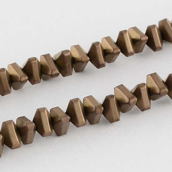 

PandaHall Electroplate Non-magnetic Synthetic Hematite Beads Strands, Triangle, Copper Plated, 4x5x3mm, Hole: 1mm, about 136pcs/strand, 15.5...