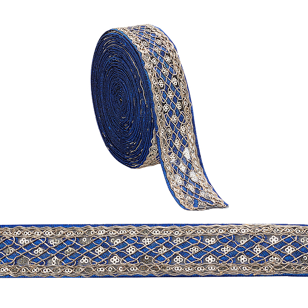 

PandaHall Rhombus Pattern Polyester Ribbon with Paillette, Jacquard Ribbon, Tyrolean Ribbon, Clothing Accessories, Blue, 1-5/8 inch(40~41mm)...