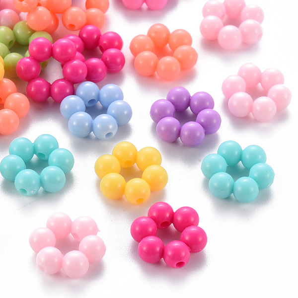 

PandaHall Opaque Acrylic Bead Frames, Flower, Mixed Color, 16.5x15.5x6mm, Hole: 2mm, about 674pcs/500g Acrylic Flower Multicolor
