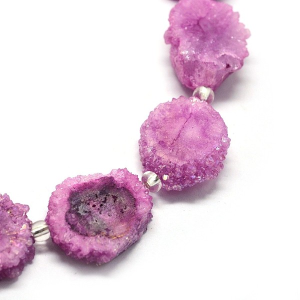 

PandaHall Natural Druzy Quartz Crystal Beads Strands, Solar Quartz, Dyed, Nuggets, Violet, 14~22x13~20x4~6mm, Hole: 1.5~2mm, about..., Purple