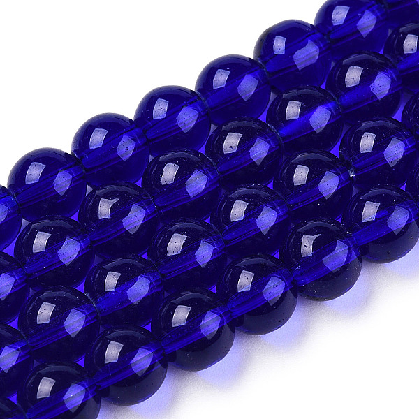 

PandaHall Transparent Glass Beads Strands, Round, Dark Blue, 8~8.5mm, Hole: 1.5mm, about 51~53pcs/strand, 14.96 inch~15.55 inch(38~39.7cm)...