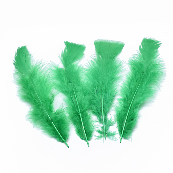 PandaHall Turkey Feather Costume Accessories, Dyed, Lime Green, 135~160x30~55x1.5~2mm Feather Feather Green
