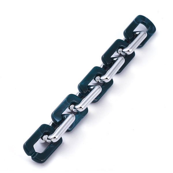 

PandaHall Handmade Acrylic Cable Chains, with CCB Plastic Linking Rings, Dark Green, Link: 20x30.5x5mm, 20x30x6mm, about 39.37 inch...