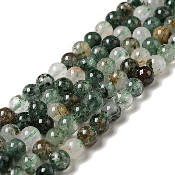 

PandaHall Natural Lodolite Quartz Beads Strands, Round, 6mm, Hole: 0.6mm, about 64pcs/strand, 15.55 inch(39.5cm) Lodolite Quartz Round