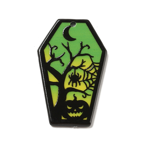 

PandaHall Halloween Acrylic Pendants, Polygon, Tree, 42x26.5x2.5mm, Hole: 1.5mm Acrylic Tree Green