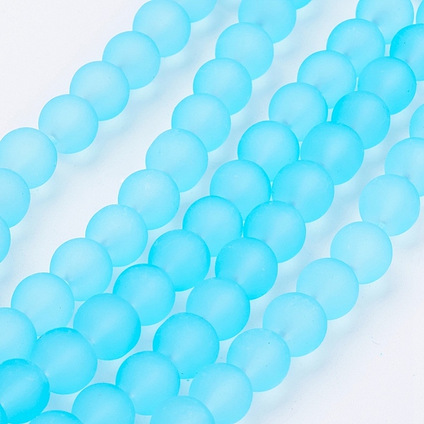 

PandaHall Transparent Glass Bead Strands, Frosted, Round, Light Sky Blue, 8mm, Hole: 1.3~1.6mm, about 99pcs/strand, 31.4 inch Glass Round...