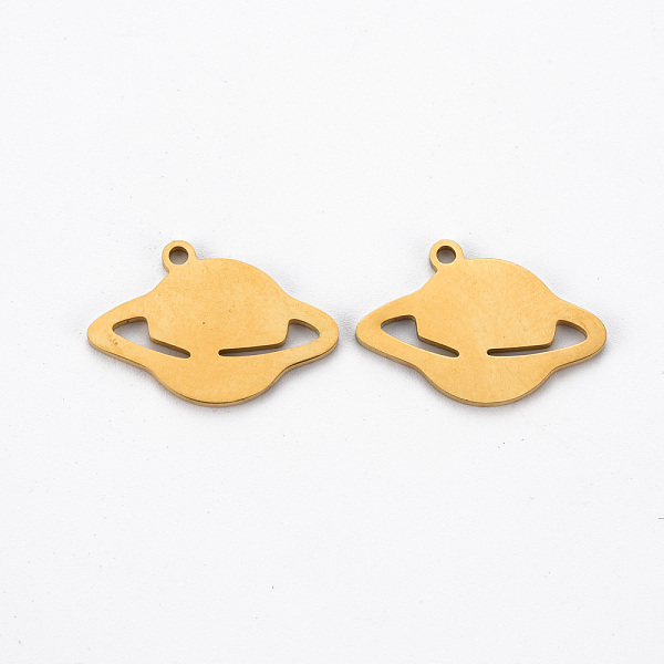 

PandaHall Ion Plating(IP) 201 Stainless Steel Pendants, Cut, Planet, Golden, 13.5x19x1mm, Hole: 1.4mm 201 Stainless Steel Planet