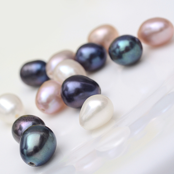 

PandaHall Natural Cultured Freshwater Pearl Beads, Half Drilled Beads, Rice, Mixed Dyed and Undyed, Mixed Color, 6~8x6~7mm, Half Hole: 0.8mm..., Multicolor