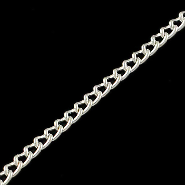 

PandaHall Unwelded Iron Curb Chains, Silver Color Plated,2.5x1.6x0.45mm Iron